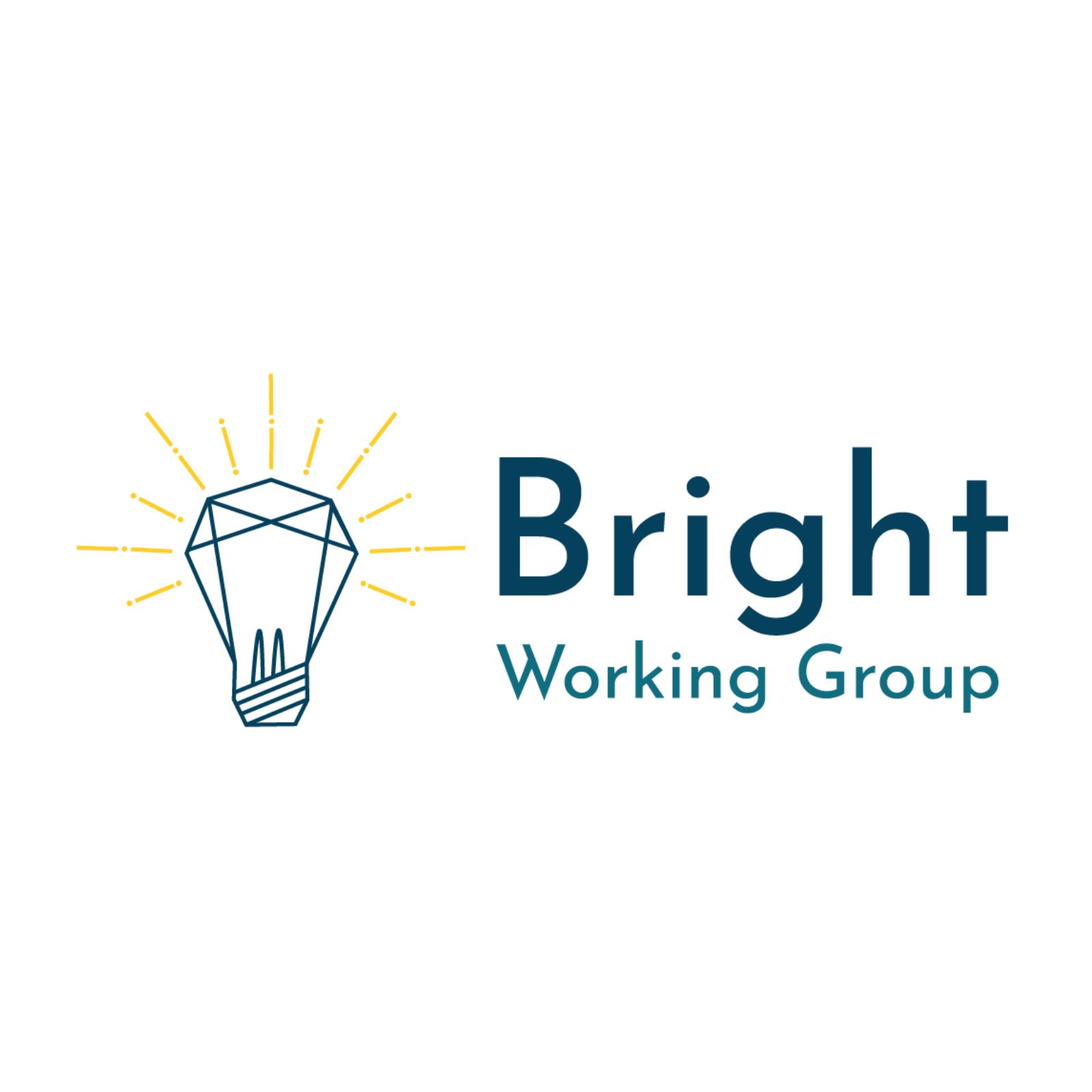 Bright Working Group with a light bulb and light depicted as lines coming off the bulb